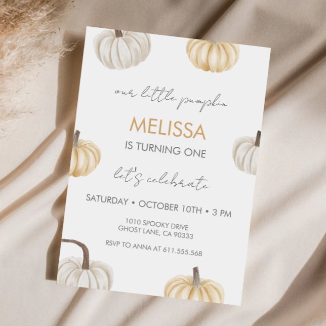 Our Little Pumpkin Cute Boho Fall Birthday Party Invitation (Creator Uploaded)