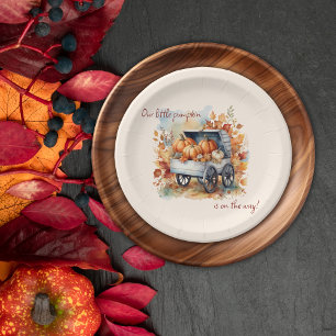 Our Little Pumpkin Fall Baby Shower Gender Neutral Paper Plate