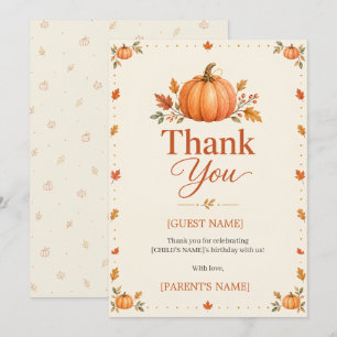 Our Little Pumpkin Fall First Birthday  Card