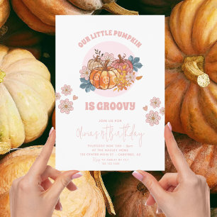 Our Little Pumpkin Fall Floral 1st Birthday Invitation