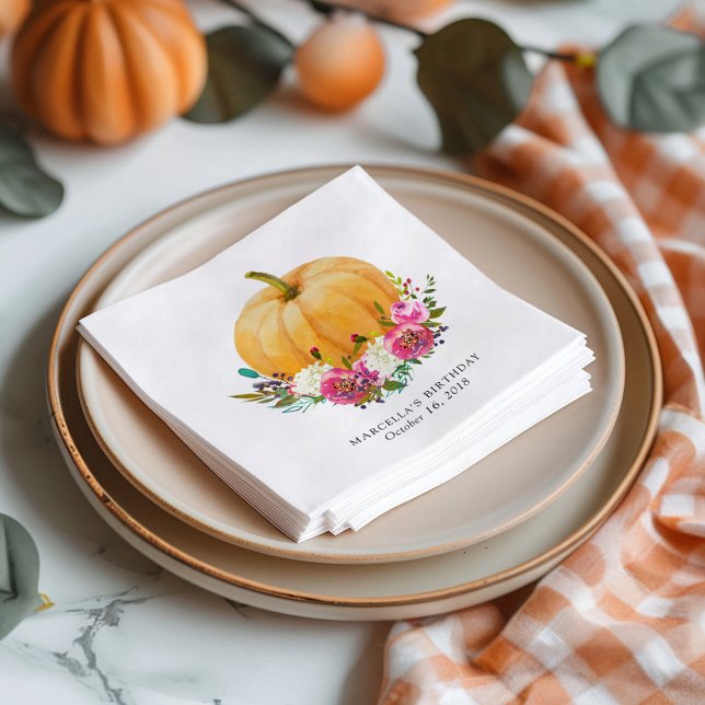 Our Little Pumpkin Fall Floral Napkin (Creator Uploaded)