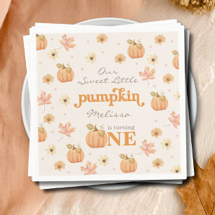 Our Little Pumpkin Fall Orange Girl First Birthday Napkin