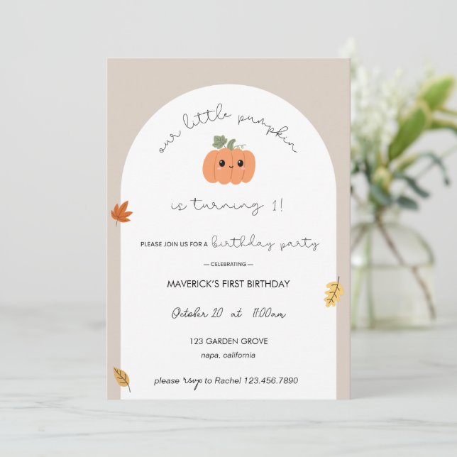 Our Little Pumpkin First Birthday Invitation (Standing Front)
