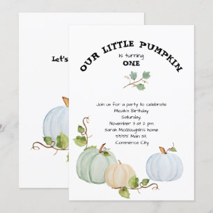 Our Little Pumpkin First Birthday Invitation