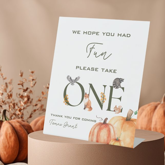 Our Little Pumpkin First Birthday Party Favour Pedestal Sign (Our Little Pumpkin First Birthday Party Favor Pedestal Sign)