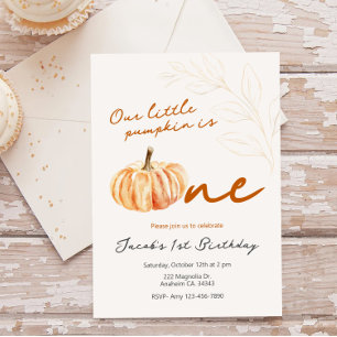 Our little pumpkin first birthday party Invitation