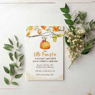 "Our Little Pumpkin" First Birthday Party  Invitation