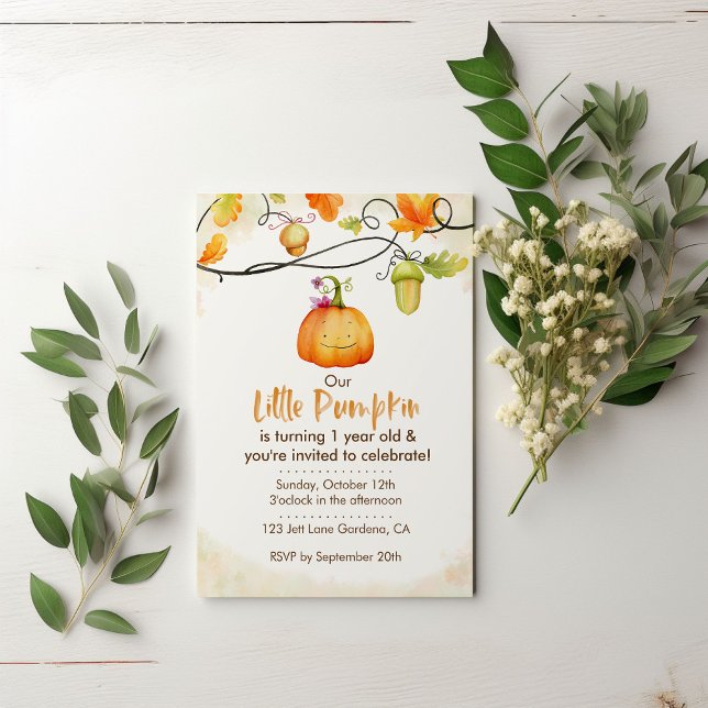 "Our Little Pumpkin" First Birthday Party  Invitation (Creator Uploaded)