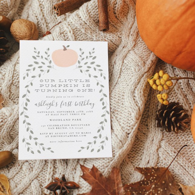 Our Little Pumpkin First Birthday Party Invitation Postcard (The Card Front Mock-up)