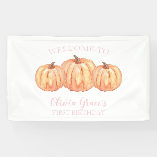 Our Little Pumpkin First Birthday Welcome Banner (Horizontal)