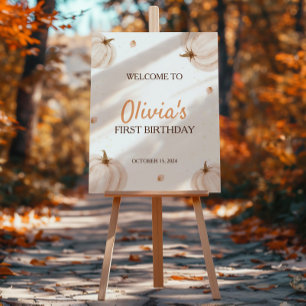 Our Little Pumpkin First Birthday Welcome Sign
