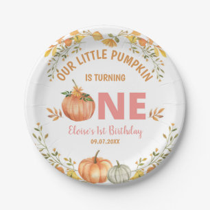 Our Little Pumpkin Floral 1st Birthday Party Paper Plate