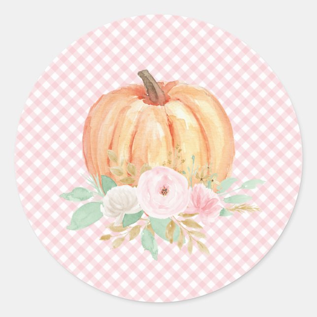 Our Little Pumpkin floral first birthday Classic Round Sticker (Front)