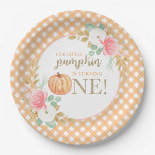 Our Little Pumpkin floral first birthday  Paper Plate