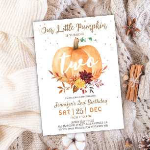 Our Little Pumpkin Gender Neutral 2nd Birthday Invitation