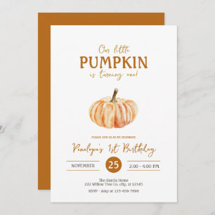 Our little Pumpkin Gender Neutral fall Birthday Invitation