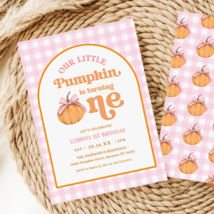 Our Little Pumpkin Girl 1st Birthday Party Invitation