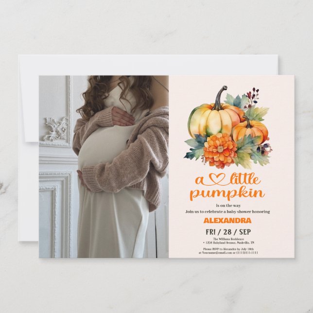 Our Little Pumpkin Girl Baby Shower Invitation (Front)