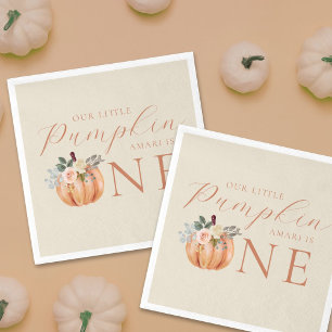 Our Little Pumpkin is One 1st Birthday Napkin