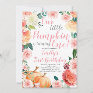Our Little Pumpkin is One, Girl 1st Birthday Invitation