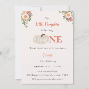 Our Little Pumpkin is One Invitation, 1st Birthday Invitation