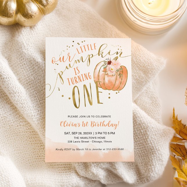 Our Little Pumpkin Is Turning One 1st Birthday Invitation (Creator Uploaded)