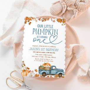 Our Little Pumpkin Is Turning One 1st Birthday Invitation