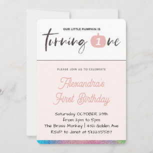 Our Little Pumpkin is Turning One 1st Birthday Invitation