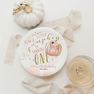 Our Little Pumpkin Is Turning One 1st Birthday Paper Plate