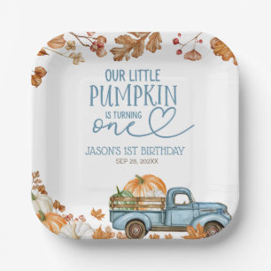 Our Little Pumpkin Is Turning One 1st Birthday Paper Plate