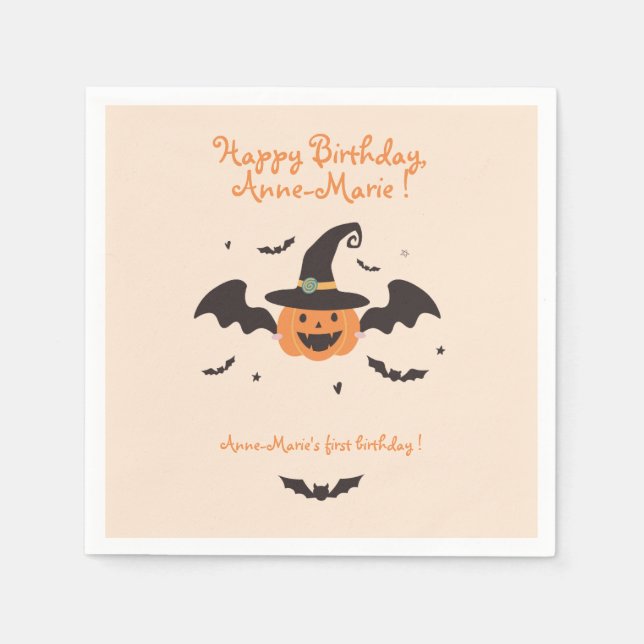 Our Little Pumpkin is turning one Birthday Napkin (Front)