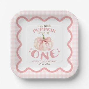 Our Little Pumpkin Is Turning One Birthday Paper Plate
