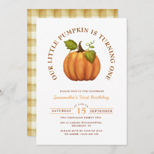 Our Little Pumpkin is Turning One First Birthday Invitation