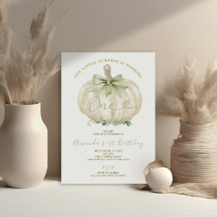 Our Little Pumpkin Is Turning One Pumpkin Birthday Invitation