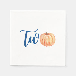 Our Little Pumpkin is Two blue 2nd birthday Napkin