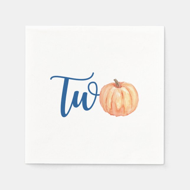 Our Little Pumpkin is Two blue 2nd birthday Napkin (Front)
