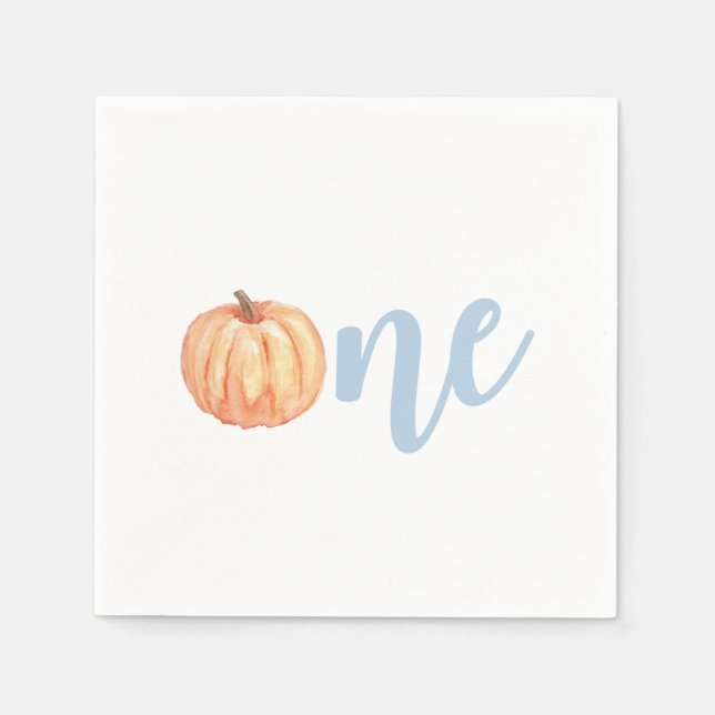 Our Little Pumpkin One pastel blue first birthday Napkin (Front)