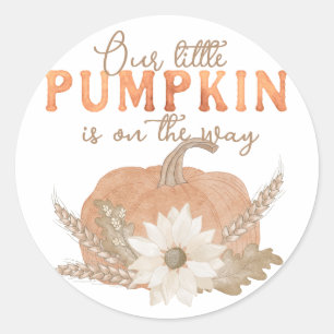 Our Little Pumpkin Orange Baby Shower Sticker