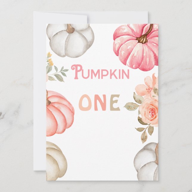 Our Little Pumpkin | Pink Bold Girl 1st Birthday  Invitation (Front)