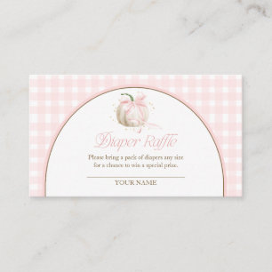 Our Little Pumpkin Pink Gingham Diaper Raffle Enclosure Card