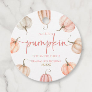 Our Little Pumpkin Pink White Fall Birthday Party Favour Tags