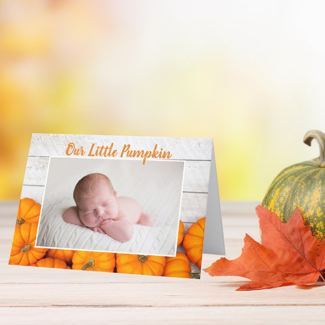 Our Little Pumpkin Thanksgiving Newborn Photo Announcement (Creator Uploaded)