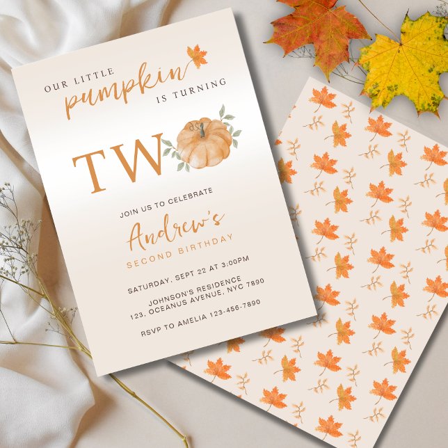 Our Little Pumpkin Turning Two 2nd Birthday Invitation (Creator Uploaded)