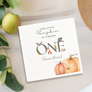 Our Little Pumpkin Woodland Animals 1st Birthday Napkin