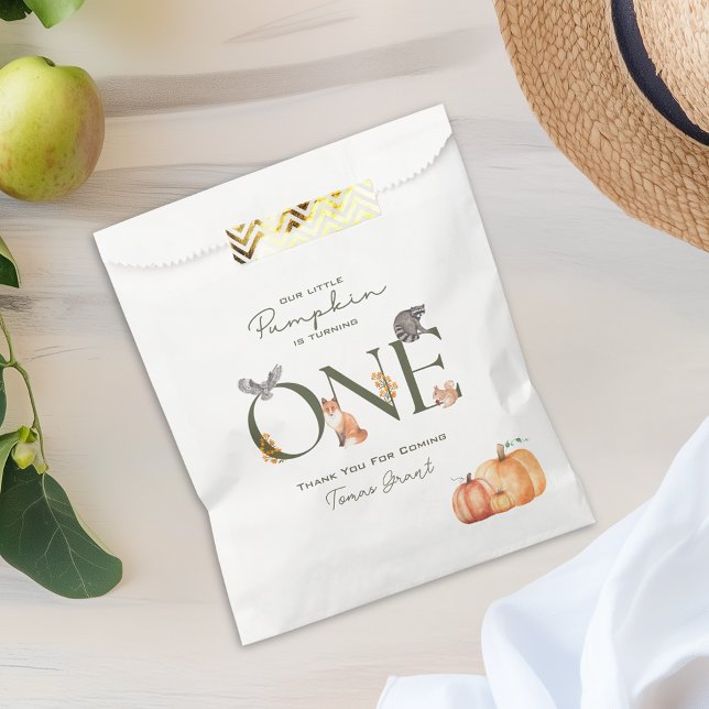 Our Little Pumpkin Woodland Animals First Birthday Favour Bag (Our Little Pumpkin Woodland Animals First Birthday Favor Bag)