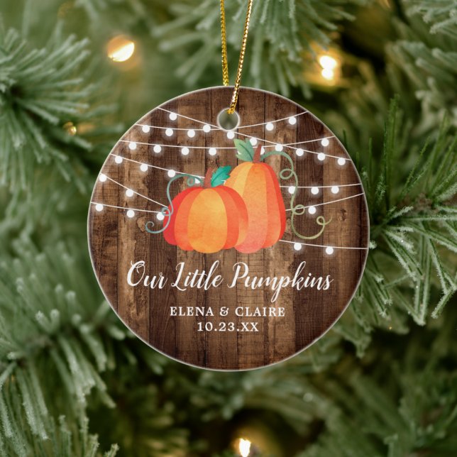 Our Little Pumpkins Personalised Autumn Babies Ceramic Ornament (Tree)