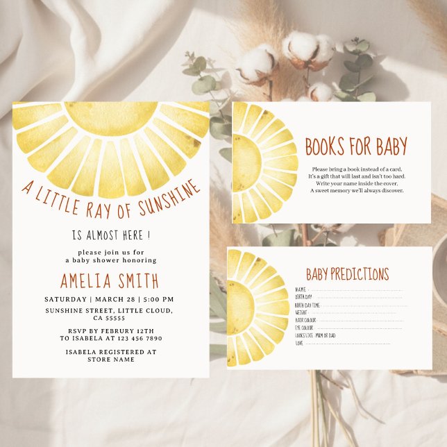 Our Little Ray of Sunshine Baby Shower Invitation (Creator Uploaded)