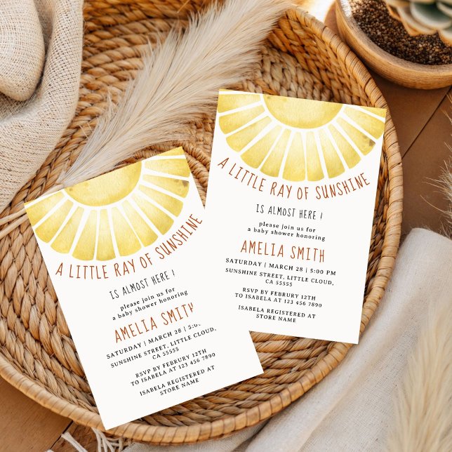 Our Little Ray of Sunshine Baby Shower Invitation (Creator Uploaded)