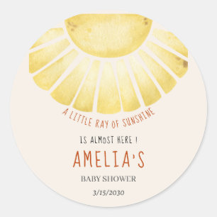 Our Little Ray of Sunshine Baby Shower Invitation Classic Round Sticker