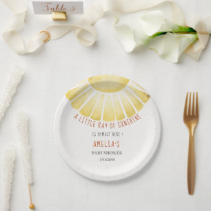 Our Little Ray of Sunshine Baby Shower Invitation Paper Plate